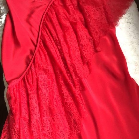 NWOT DVF Red Draped Lace MIDI Length Spaghetti strap and Lace Dress Size 12 - Picture 6 of 8